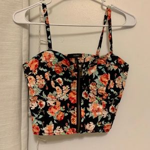Floral Zip-Up Crop Top
